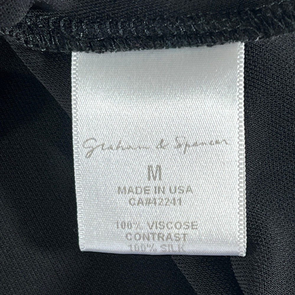 Graham & Spencer Black Keyhole Cutout Open Back Blouse Silk Trim Size Medium M - Picture 6 of 12